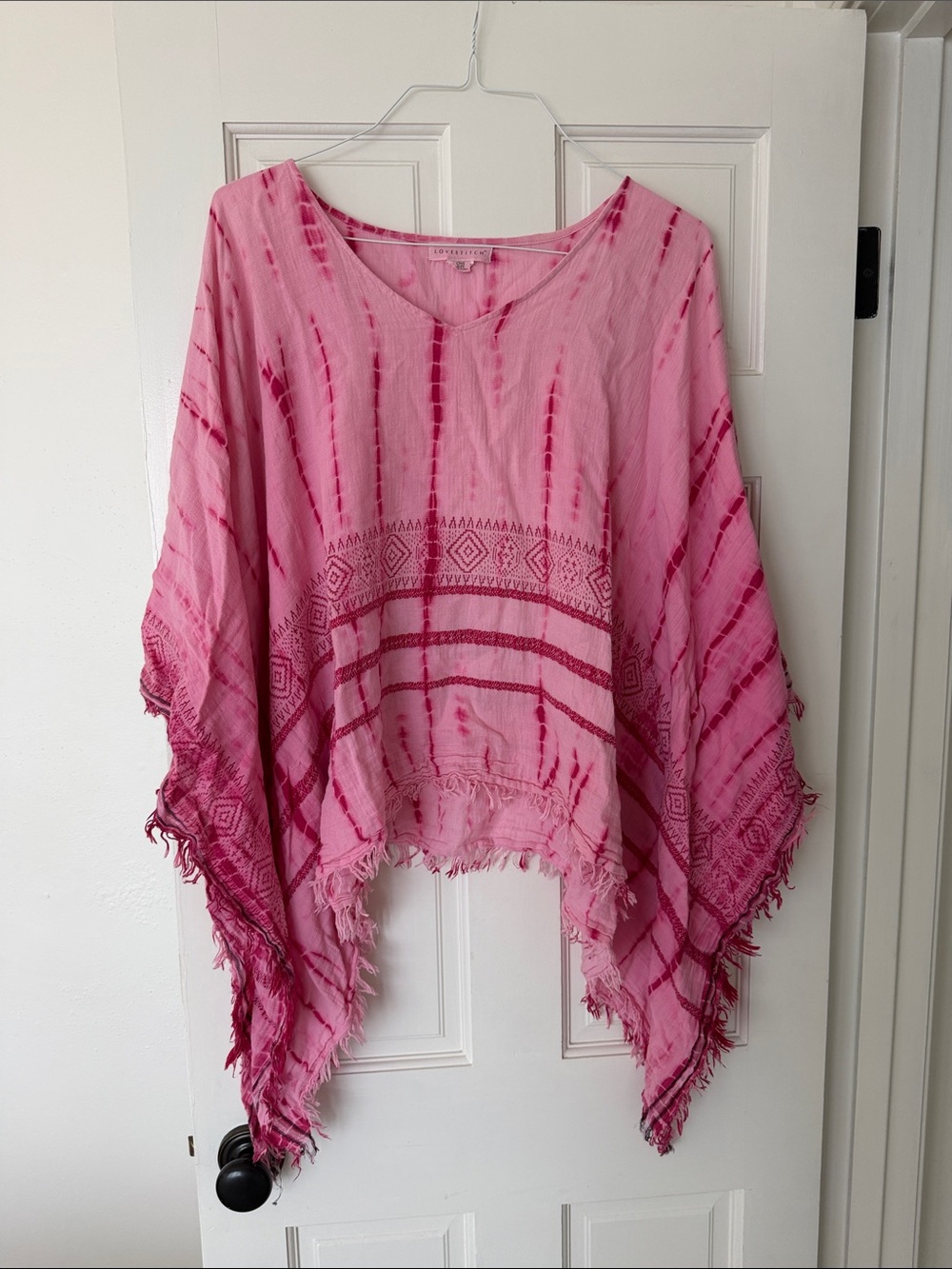 lovestitch Pink Tie-Dye Poncho Tunic